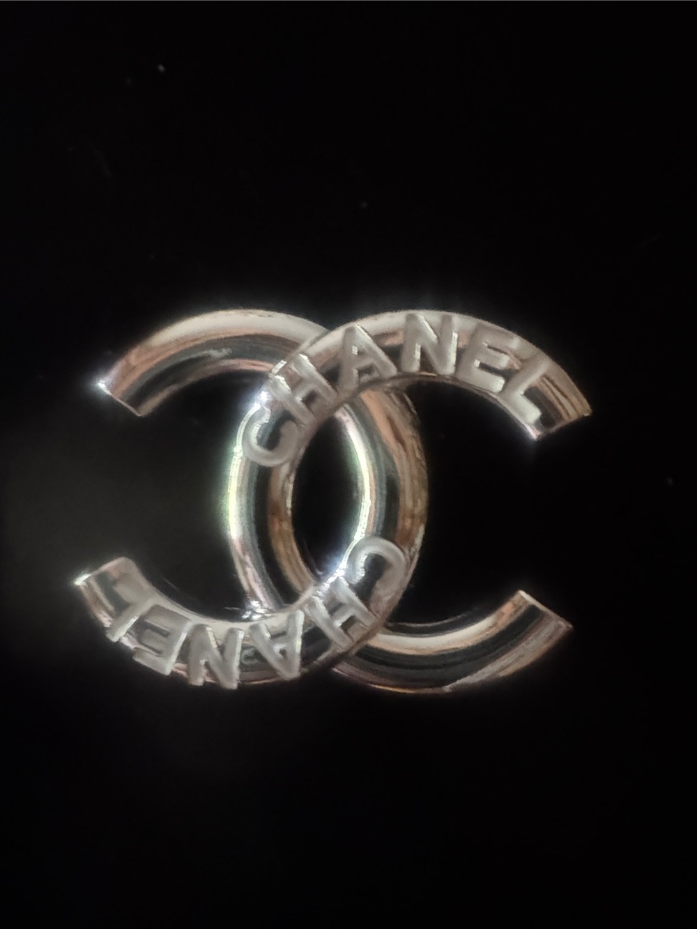 Brooch Silver tine  Interlocking CC Logo Brooch